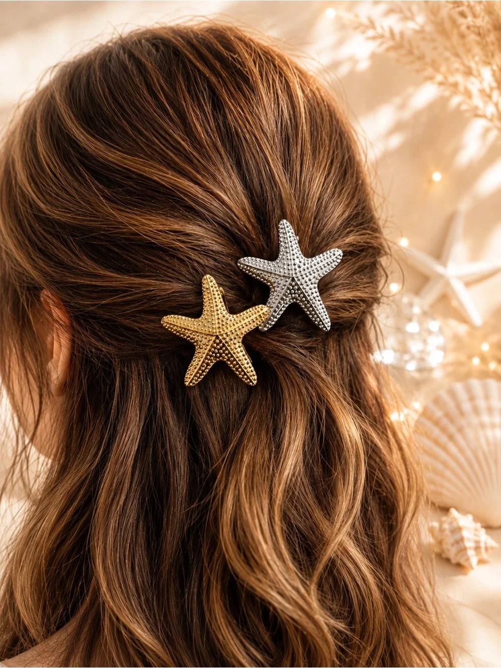 Gold & Silver Starfish Hair Clips Set